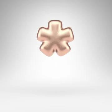 Asterisk symbol on white background. Matte copper 3D sign with shiny metallic Stock Illustration