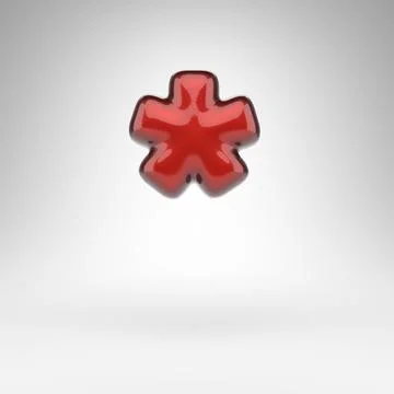 Asterisk symbol on white background. Red car paint 3D sign with glossy metall Stock Illustration