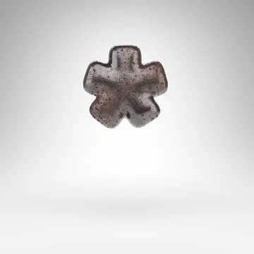 Asterisk symbol on white background. Rusty metal 3D sign with oxidized textur Stock Illustration