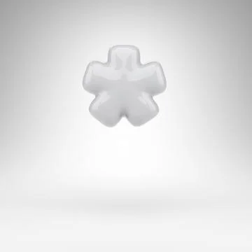 Asterisk symbol on white background. White plastic 3D sign with glossy surface. Stock Illustration