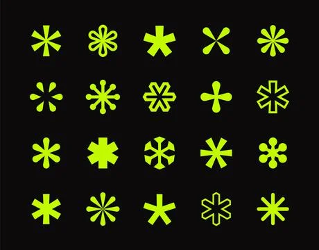 Asterisks, geometric abstract shapes and icons, vector design Stock Illustration