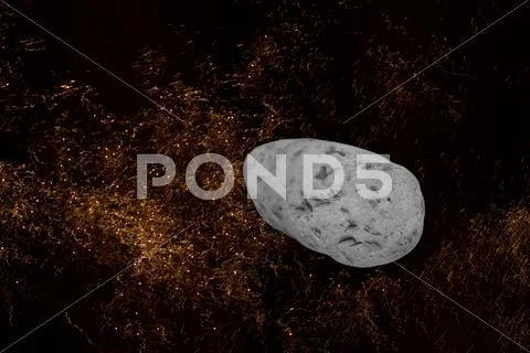 Asteroid and star nebula. Stock Photos