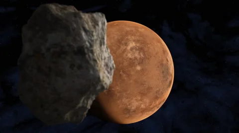 Asteroid approaching desertplanet 4K Stock Footage 61530344
