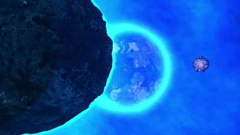 Asteroid approaching earth causing global impact danger Stock Footage 338237854