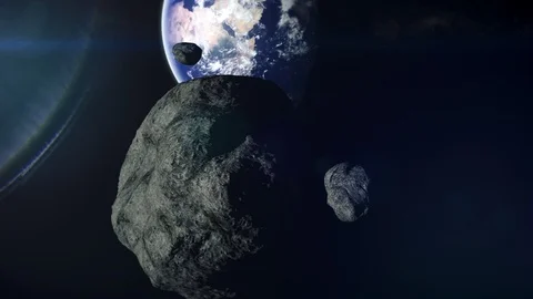 Asteroid approaching Earth Stock-Footage 123402844