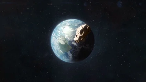 Asteroid Approaching the Planet Earth Stock Footage 84564291