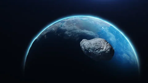 Asteroid approaching planet earth Stock Footage 242793030