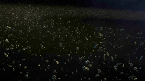 Asteroid belt. Meteorites in Space Background 4K Stock Footage 216814957