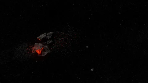 Asteroid Breakup Front Angle Stock Footage 137147979