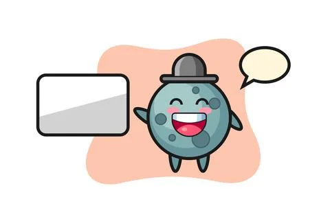Asteroid cartoon illustration doing a presentation Stock Illustration