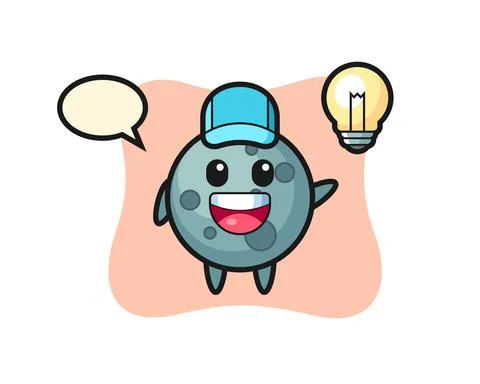Asteroid character cartoon getting the idea Stock Illustration