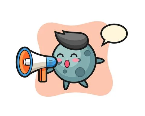 Asteroid character illustration holding a megaphone Stock Illustration