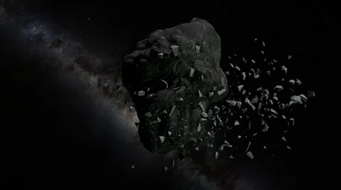 Asteroid Collision Closeup Stock Footage 35859409