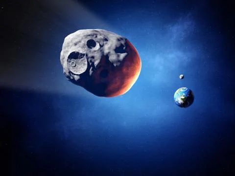 Asteroid on collision course with earth (elements of this image furnished by Stock Illustration