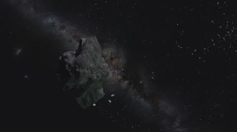 Asteroid collision with impact flash Stock Footage 36143212