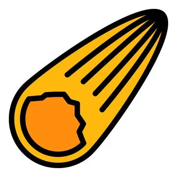Asteroid comet icon color outline vector Stock Illustration