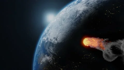 Asteroid, comet, meteorite glows, Collision with the planet earth Stock Footage 170725196