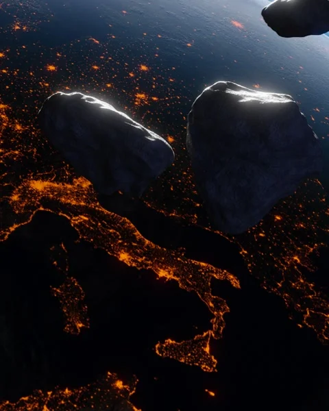 Asteroid on Earth background Stock Footage 277225262