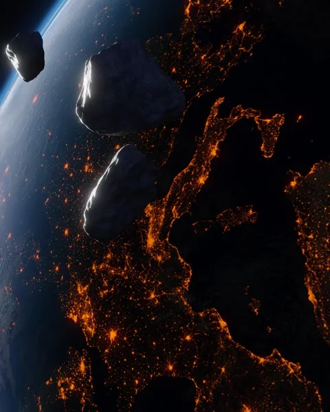 Asteroid on Earth background Video stock 277225276