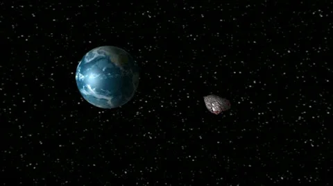 Asteroid encountering earth Stock Footage 21299585