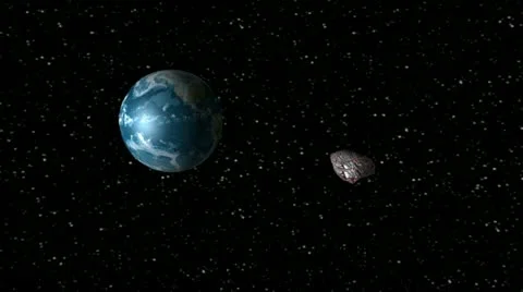 Asteroid encountering earth Stock Footage 21299608
