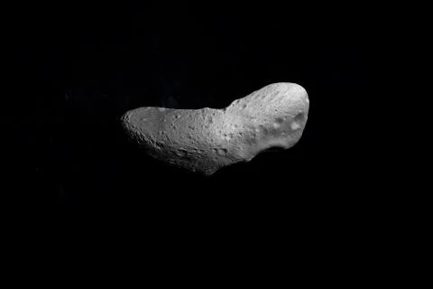 Asteroid Eros orbiting in the outer space. 3d render Stock Illustration