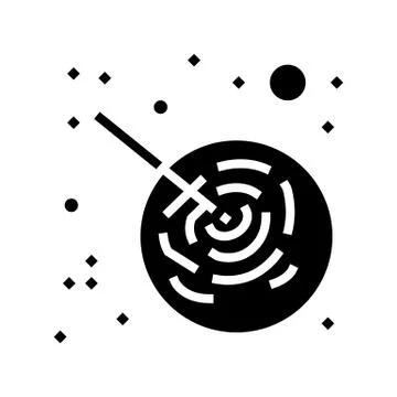 Asteroid falling on planet glyph icon vector illustration Illustrazione stock