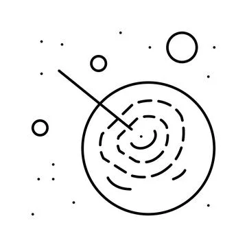 Asteroid falling on planet line icon vector illustration 스톡 일러스트