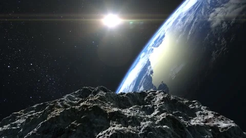 The asteroid falls to Earth. A dangerous asteroid is slowly approaching the Stock Footage 141872247