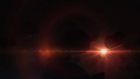 An Asteroid Field in darkness of space with a bit of red light Stock-Footage 240395056