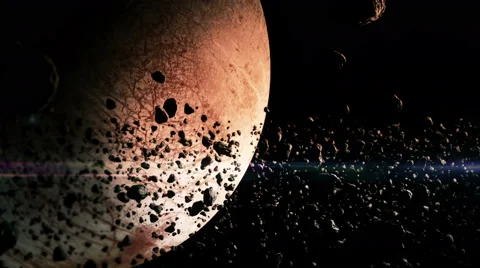 Asteroid field in deep space Stock Footage 46228504