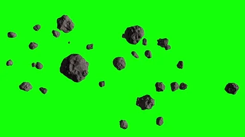 Asteroid field on a green screen. Stock Footage 256677778