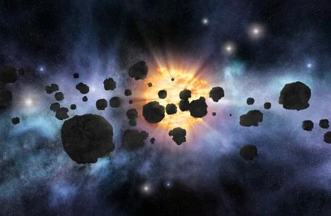 Asteroid field Stock Photos