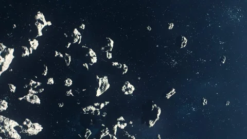 Asteroid field in space with rocks floating and stars in background Stock Footage 344168910
