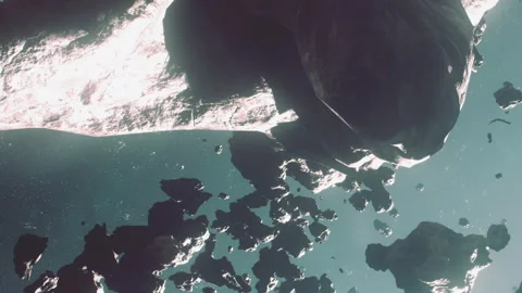 Asteroid field in space showing various rocks floating in dark area Stock Footage 344169403