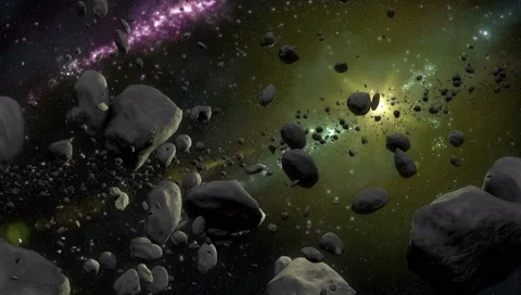 Asteroid Fields Over Star 4K Stock Footage 54260497