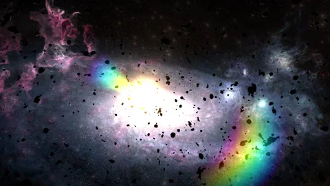 Asteroid floating in space close to Nebula Stock Footage 319788693