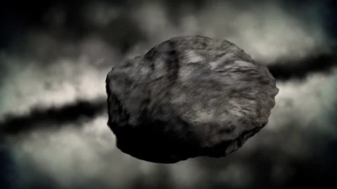 Asteroid Flying Fast Through a Gas Cloud in Outer Space Stock Footage 77188315