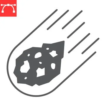 Asteroid glyph icon Stock Illustration