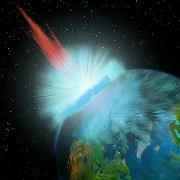 Asteroid hits Earth 库存插图