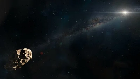 Asteroid Hurtling Through Space Stock Footage 93948683
