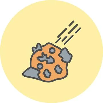 Asteroid Line Filled Circle Icon Stock Illustration