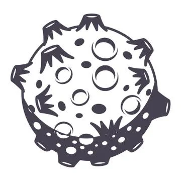 Asteroid with many craters on withe background Illustrazione stock