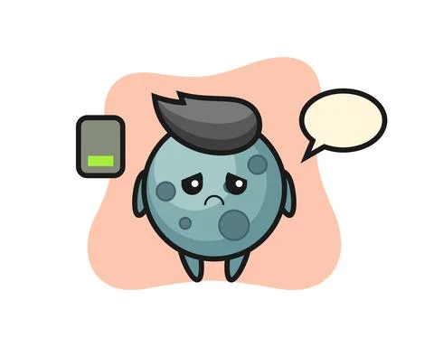 Asteroid mascot character doing a tired gesture Stock Illustration