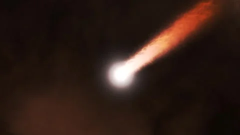 Asteroid Meteor Above Clouds and atmosphere Earth Meteor burning Stock Footage 252724514