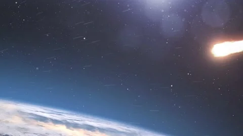 Asteroid meteor burns in atmosphere Earth, Realistic vision Stock Footage 141862283