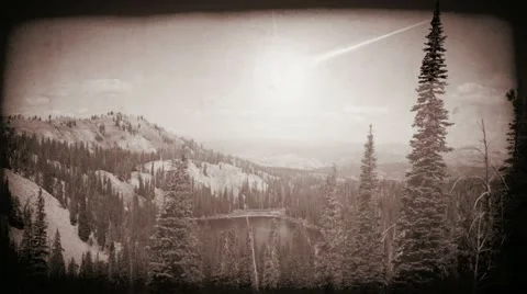 Asteroid (meteor. comet) collision above wilderness (Tunguska event) old film Stock Footage 21893309