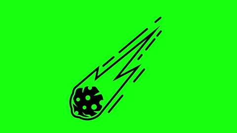 Asteroid Meteor, Comet Icon Illustration on Green Background Stock Footage 314329611