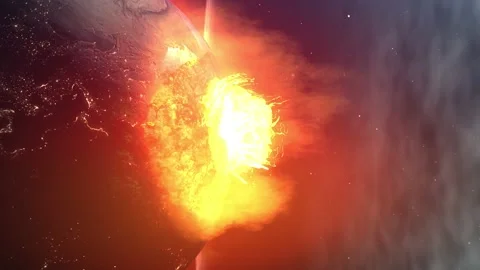 Asteroid Meteor Comet strike over Earth Impact causing apocalypse Stock Footage