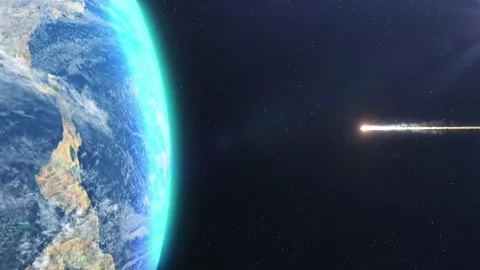 Asteroid Meteor Impact Earth Atmosphere Stock Footage 139761388